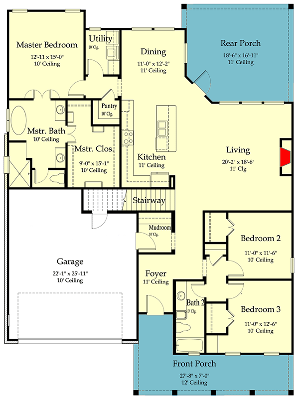 Plan 860054MCD: 4-Bed Modern Farmhouse Plan with Shed Dormer - Floor Plan - Main Level - Cape Cod, Cottage, Country, Farmhouse, Modern Farmhouse, New American