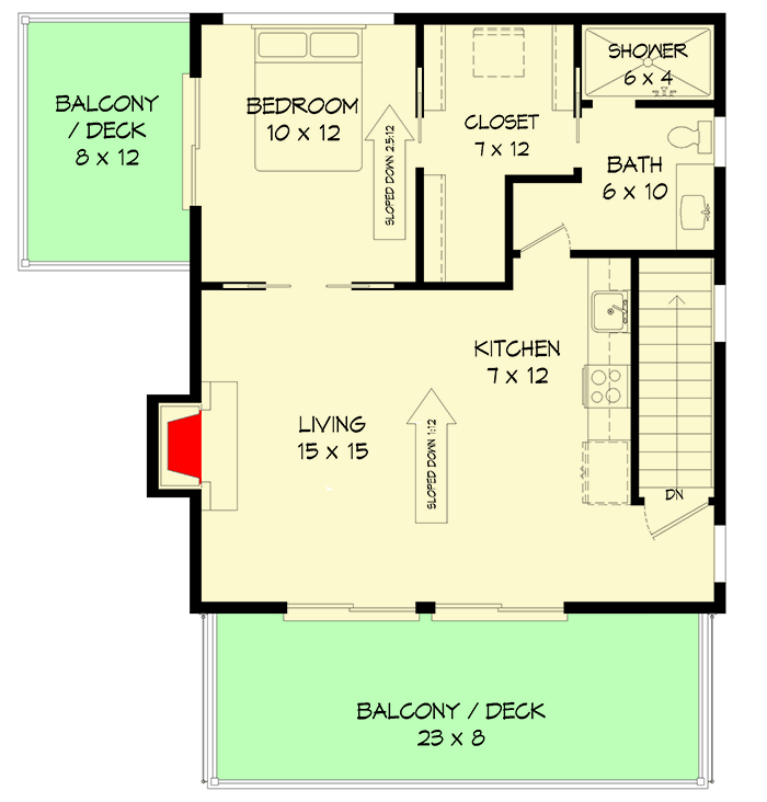 Plan 68665VR: Carriage House Plan with 1-Bed Apartment - Floor Plan - 2nd Floor - Carriage, Contemporary, Country, New American