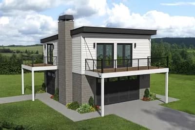 Carriage House Plan with 1-Bed Apartment