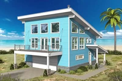 Beach House Plan with 3rd Floor Art Loft
