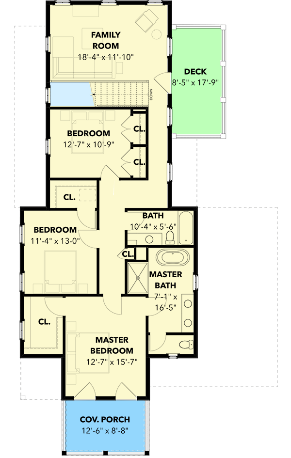 Plan 871004NST: Exclusive 4-Bed House Plan with Stacked Front Porches and Upstairs Family Room - Floor Plan - 2nd Floor - Coastal, Country, Farmhouse, Modern Farmhouse, New American, Southern, Traditional