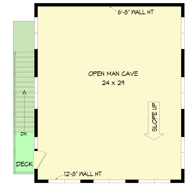Plan 68668VR: 2-Car Detached Garage with Man Cave Above - Floor Plan - 2nd Floor