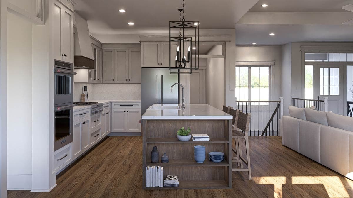 Plan 62907DJ: Modern Farmhouse Plan with Room Above a 2-Car Courtyard Garage - Image #6 - Country, Craftsman, Modern Farmhouse, New American