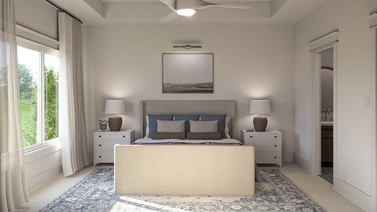 Plan 62907DJ: Modern Farmhouse Plan with Room Above a 2-Car Courtyard Garage - Image #8 - Country, Craftsman, Modern Farmhouse, New American