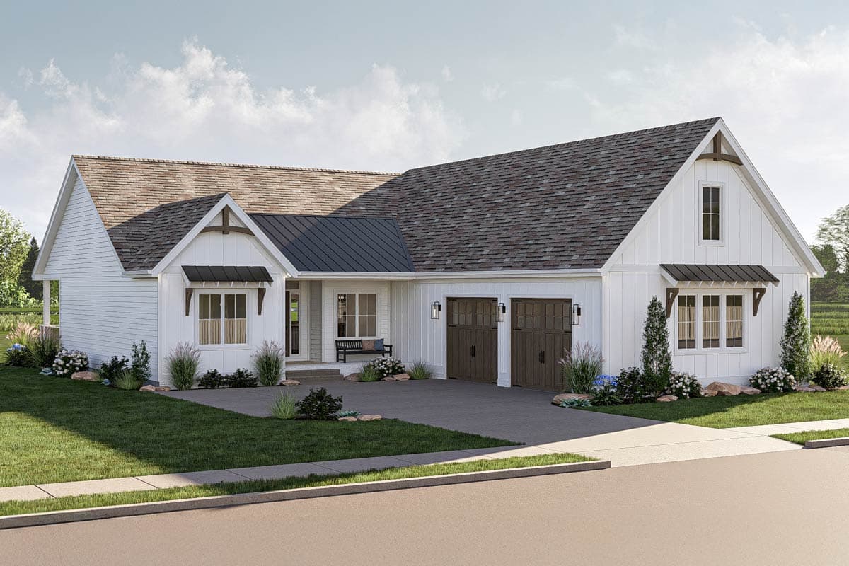 Plan 62907DJ: Modern Farmhouse Plan with Room Above a 2-Car Courtyard Garage - Image #12 - Country, Craftsman, Modern Farmhouse, New American