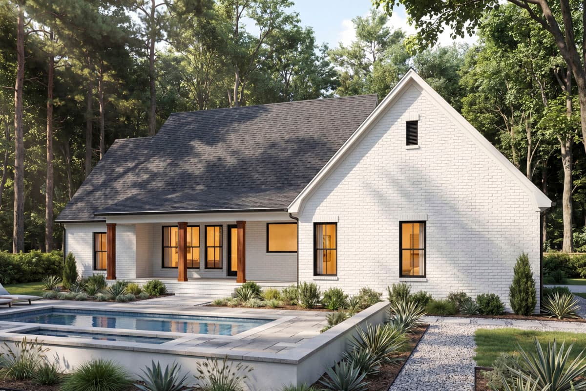 Plan 51844HZ: Open Concept 3 Bed, 2 Bath House Plan with 2-Car Garage and Bonus Room - Image #5 - Acadian, European, French Country, Hill Country, Louisiana-Style, New American, Southern, Traditional