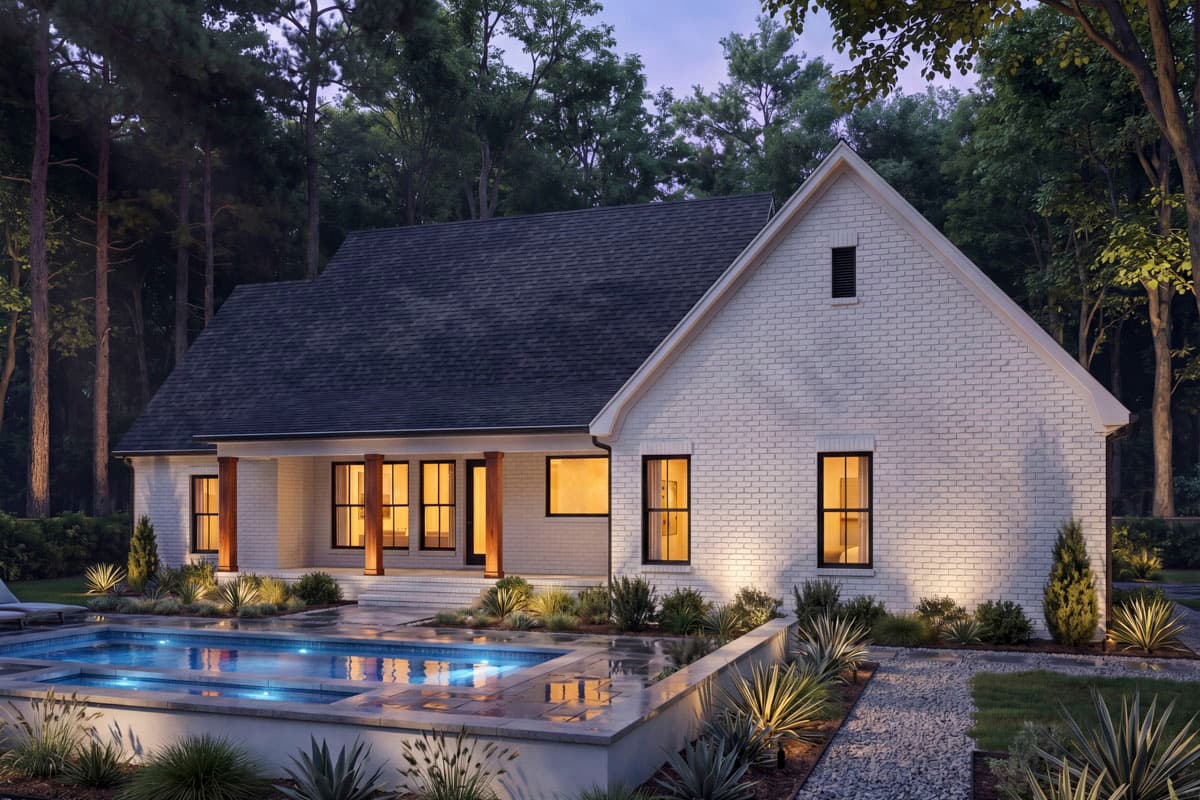 Plan 51844HZ: Open Concept 3 Bed, 2 Bath House Plan with 2-Car Garage and Bonus Room - Image #6 - Acadian, European, French Country, Hill Country, Louisiana-Style, New American, Southern, Traditional
