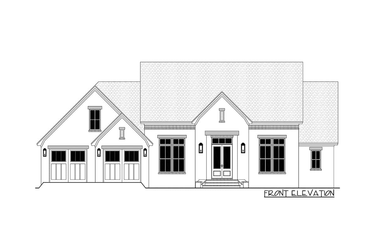 Plan 51844HZ: Open Concept 3 Bed, 2 Bath House Plan with 2-Car Garage and Bonus Room - Image #9 - Acadian, European, French Country, Hill Country, Louisiana-Style, New American, Southern, Traditional