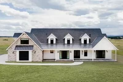 Modern Farmhouse Plan with Home Office and Flex Room