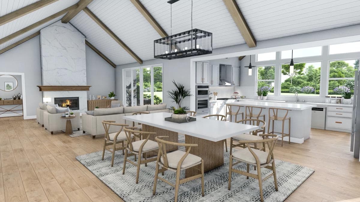 Plan 365003PED: Modern Farmhouse with 4-Car Courtyard-Entry Garage - Image #7 - Country, Craftsman, Modern Farmhouse, New American