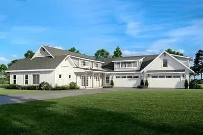Modern Farmhouse with 4-Car Courtyard-Entry Garage