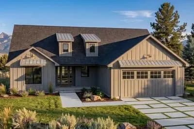 Craftsman - New American House Plan with Cathedral Ceiling Great Room