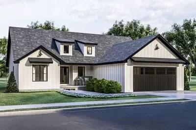 Craftsman - New American House Plan with Cathedral Ceiling Great Room