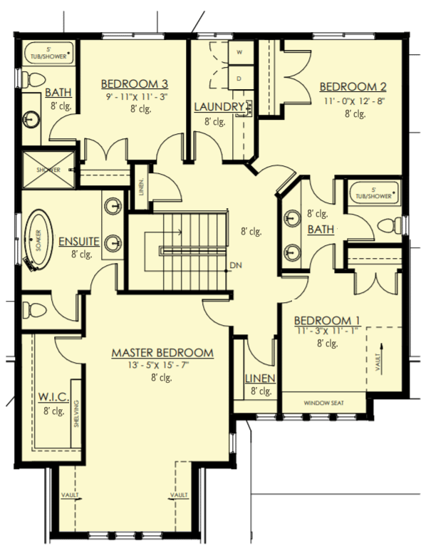 Plan 270026AF: 2-Story New American House Plan with Upstairs Laundry - 2746 Sq Ft - Floor Plan - 2nd Floor - Craftsman, New American, Northwest