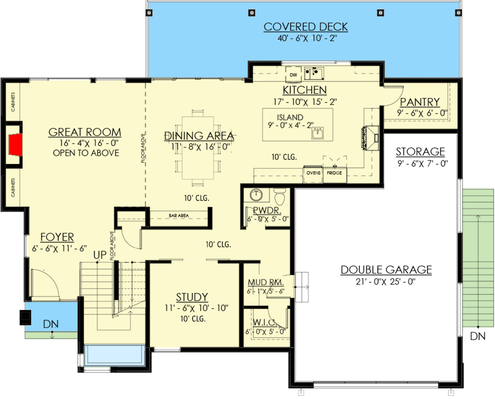 Plan 270021AF: Modern Northwest Home Plan with Two-Story Great Room - Floor Plan - Main Level - Contemporary, Modern, Northwest, Prairie
