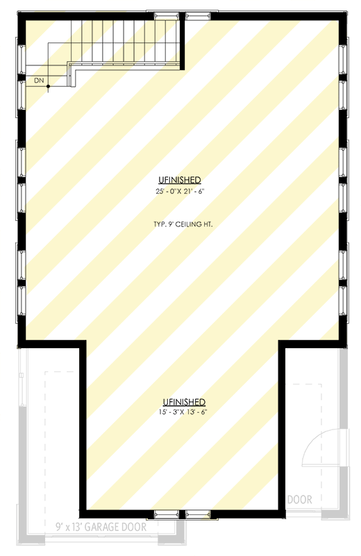 Plan 270022AF: 2-Bed Garage Apartment with RV Garage - 909 Sq Ft - Floor Plan - Alternate Unfinished Second Level - Carriage