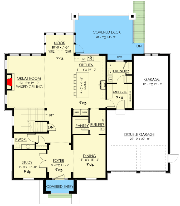 Plan 270023AF: Two-Story Home Plan with Lower Level Studio and Garden Garage - 3415 Sq Ft - Floor Plan - Main Level - European, Georgian, Southern, Traditional