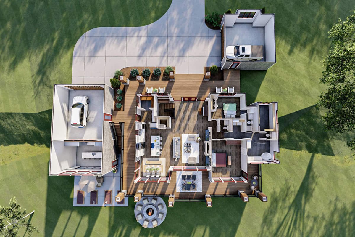 Plan 62910DJ: Lake House with Massive Wraparound Covered Deck - Image #18 - Country, Mountain, Ranch, Rustic, Shingle, Vacation