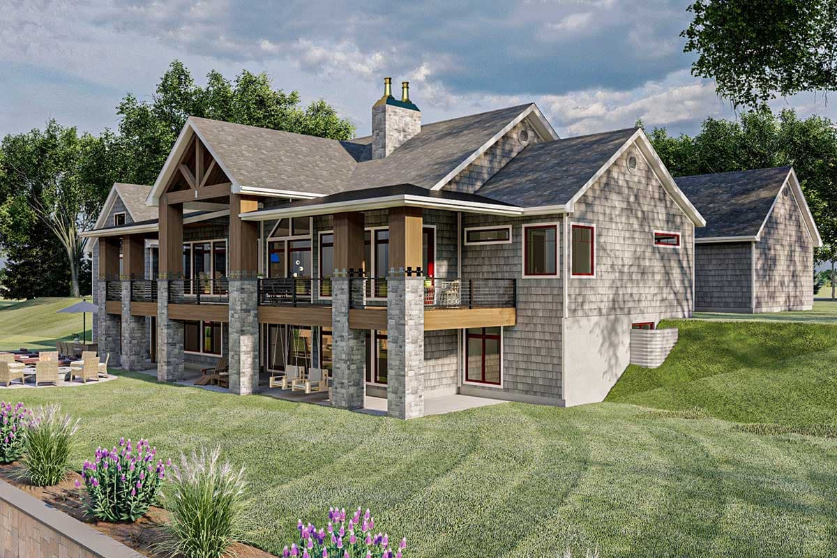 Plan 62910DJ: Lake House with Massive Wraparound Covered Deck - Image #8 - Country, Mountain, Ranch, Rustic, Shingle, Vacation