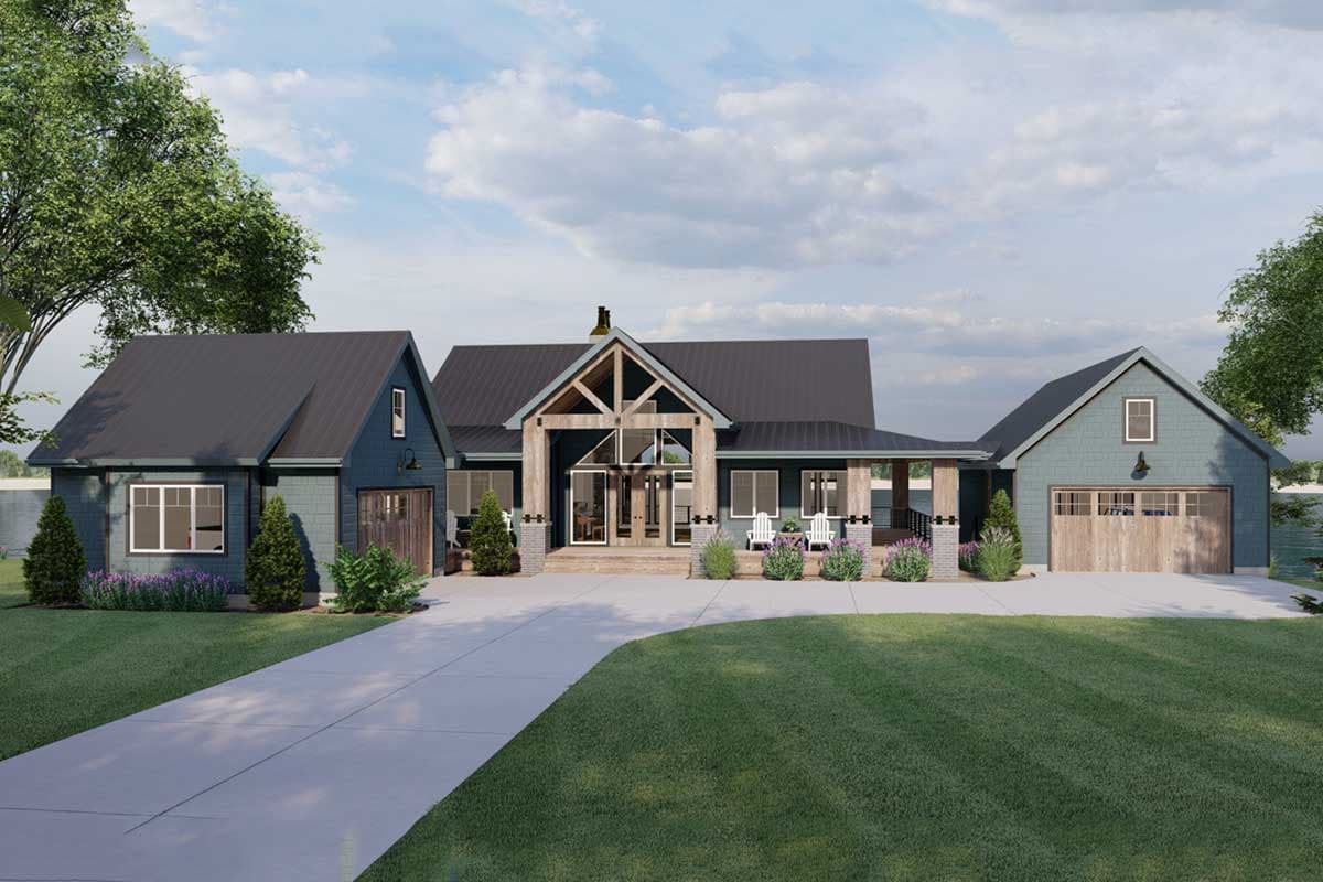 Plan 62910DJ: Lake House with Massive Wraparound Covered Deck - Image #7 - Country, Mountain, Ranch, Rustic, Shingle, Vacation