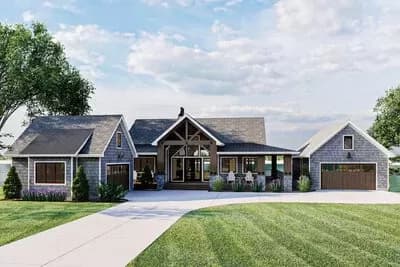 Lake House with Massive Wraparound Covered Deck