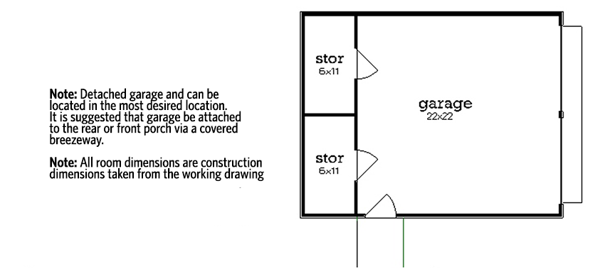 Plan 55215BR: Raised Cottage House Plan with Optional Detached Garage - Floor Plan - Detached Garage (+$100) - Cottage, Country, Southern