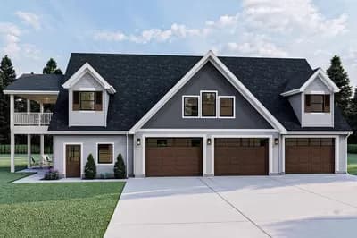 3-Car Carriage House Plan with 2-Bedroom Upstairs Apartment