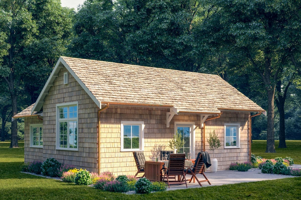 Plan 871006NST: Rustic Wheelchair Accessible Shingle Cottage - 681 Sq Ft - Image #4 - Cabin, Coastal, Cottage, Country, Rustic, Shingle, Vacation
