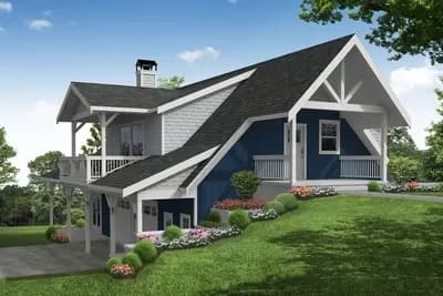 1-Bed House Plan with Lower Level Garage