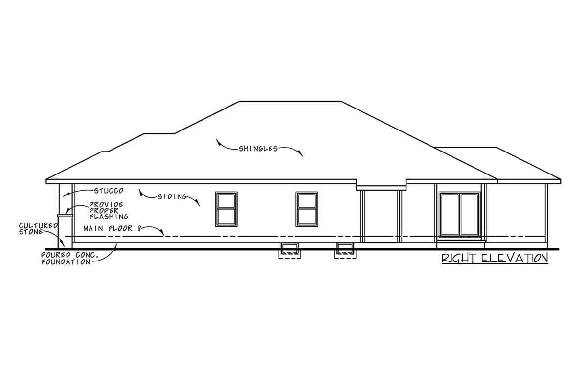 Plan 42647DB: 3-Bed House Plan with Pocket Office Option - Image #4 - Prairie, Ranch, Southern