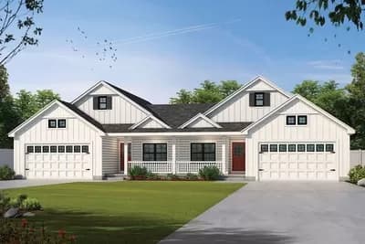 Duplex House Plan with Two Owner's Suites