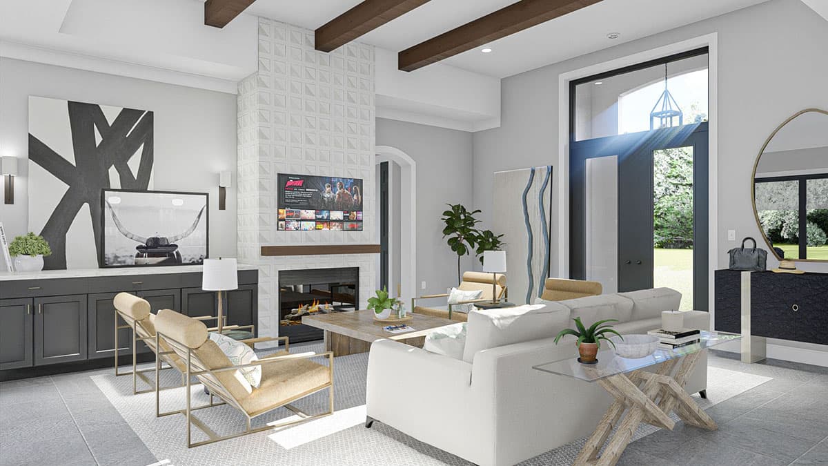 Plan 62913DJ: 3-Bed Mediterranean-style House Plan with Home Office - Image #5 - European, Mediterranean, Ranch, Southern, Transitional