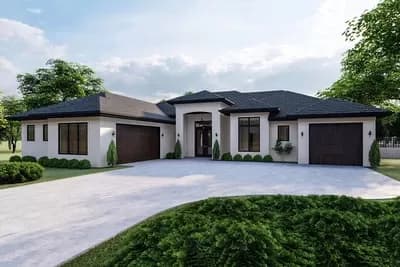3-Bed Mediterranean-style House Plan with Home Office