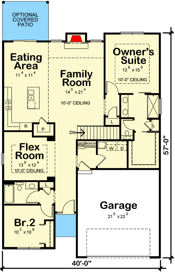 Plan 42653DB: One-Story House Plan with Designed-in Flexibiltiy - 1664 Sq FT - Floor Plan - Main Level - Country, Ranch, Traditional