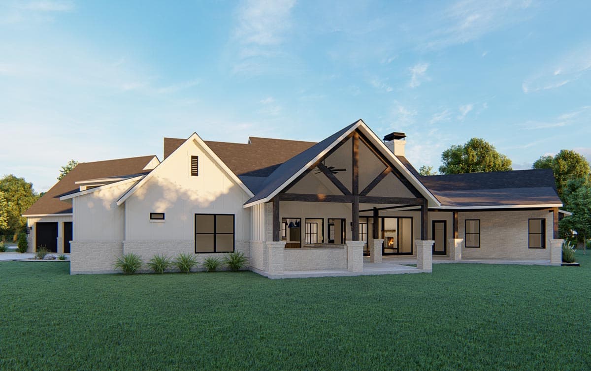 Plan 915047CHP: Exclusive 4-Bed Home Plan with Bonus 5th Bedroom Above Angled Garage - 3576 Sq Ft - Image #6 - Country, Hill Country, New American, Transitional