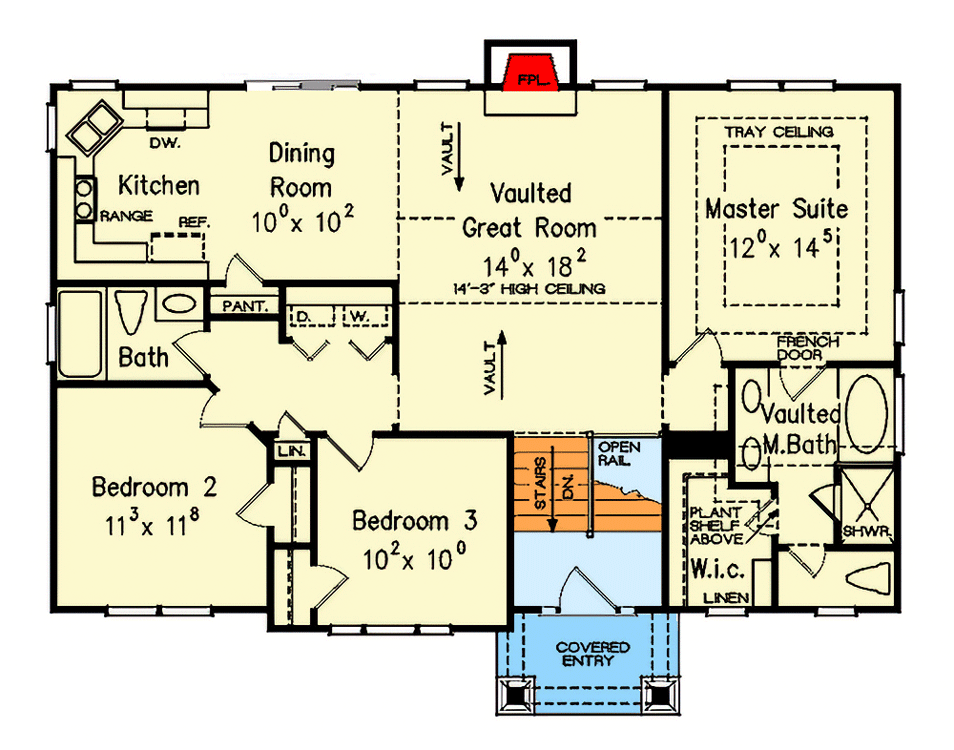 Plan 710376BTZ: 3-Bed Split-Foyer House Plan - Floor Plan - Main Level - Traditional