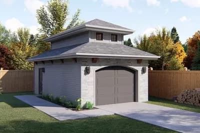 1-Car Detached Mediterranean-style Garage Plan