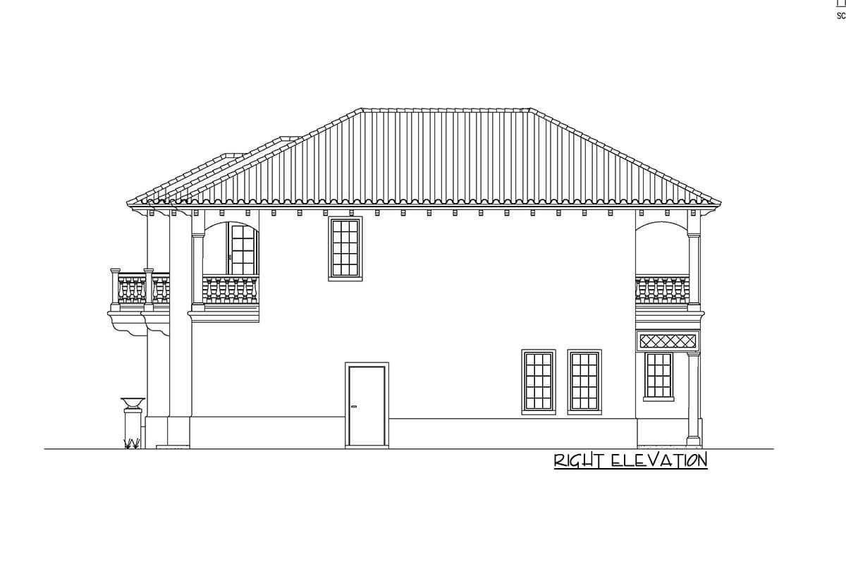 Plan 735004CAR: 3-Bed Modern Mediterranean House Plan with 6 Upstairs Balconies - Image #5 - Coastal, European, Florida-Style, Mediterranean