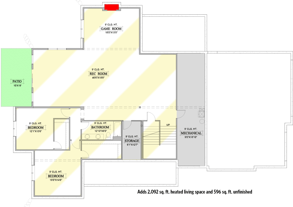 Plan 365005PED: Exclusive Open Concept 2-Bed New American Farmhouse with Home Office - Floor Plan - Optional Lower Level - Country, Craftsman, Farmhouse, Modern Farmhouse, New American, Southern