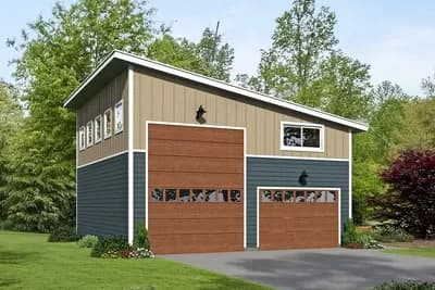 RV Garage Plan Loft Accessible by Internal Stairs