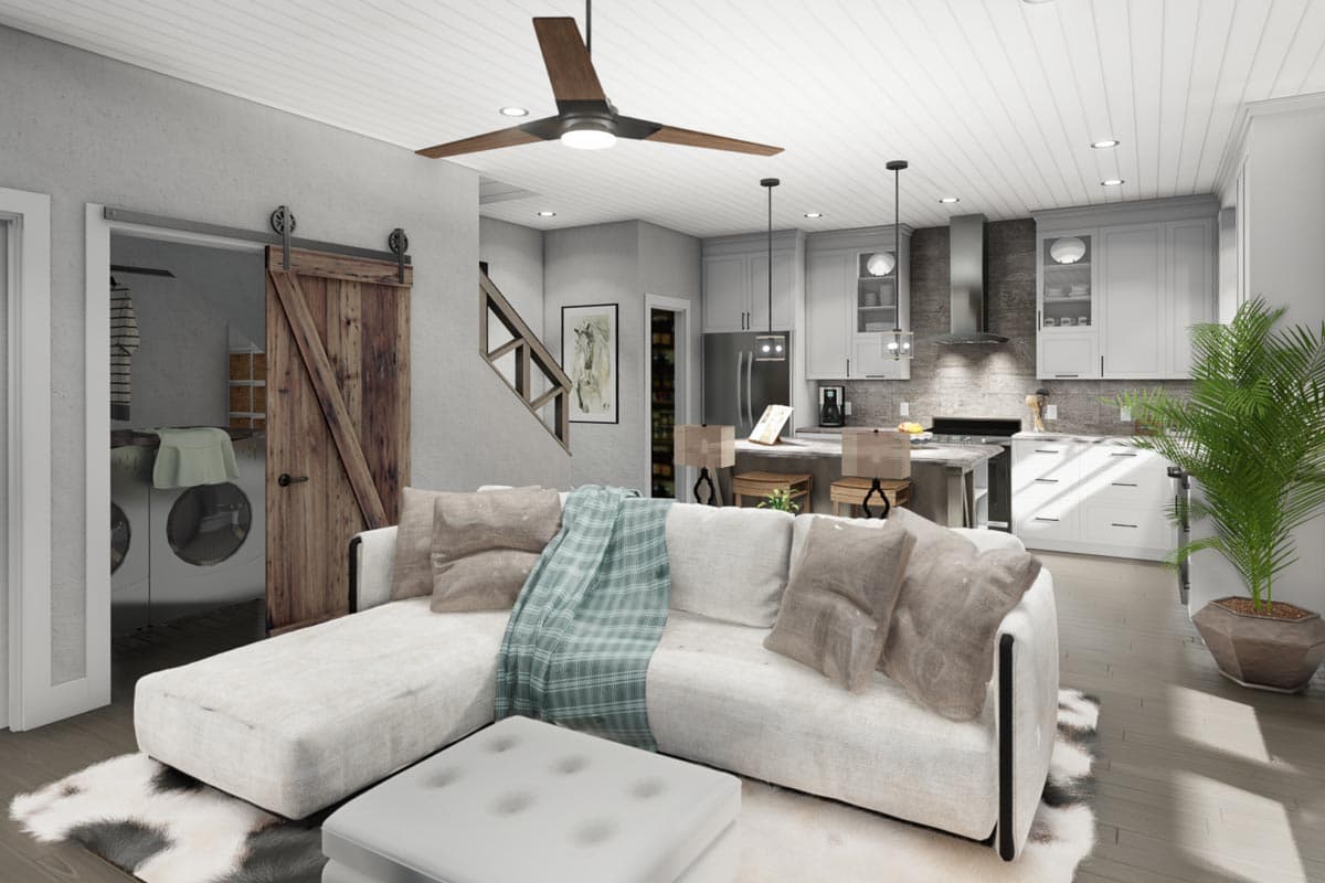 Plan 16920WG: 3-Bed New American Cottage House Plan with Carport and Bonus - 1302 Sq Ft - Image #6 - Cottage, Country, Farmhouse, Modern Farmhouse, New American