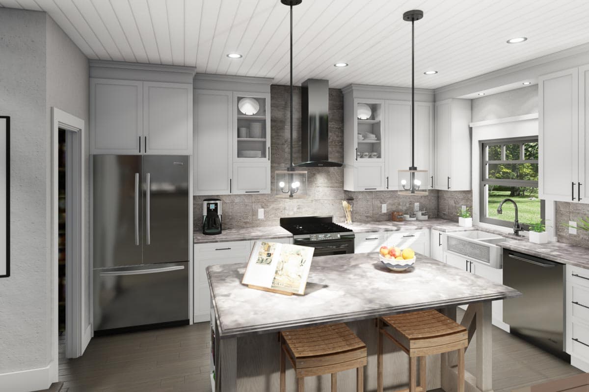 Plan 16920WG: 3-Bed New American Cottage House Plan with Carport and Bonus - 1302 Sq Ft - Image #7 - Cottage, Country, Farmhouse, Modern Farmhouse, New American