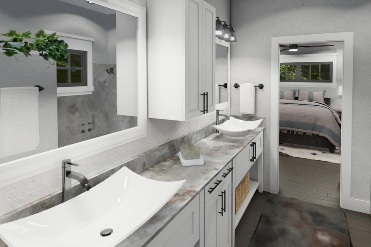 Plan 16920WG: 3-Bed New American Cottage House Plan with Carport and Bonus - 1302 Sq Ft - Image #12 - Cottage, Country, Farmhouse, Modern Farmhouse, New American