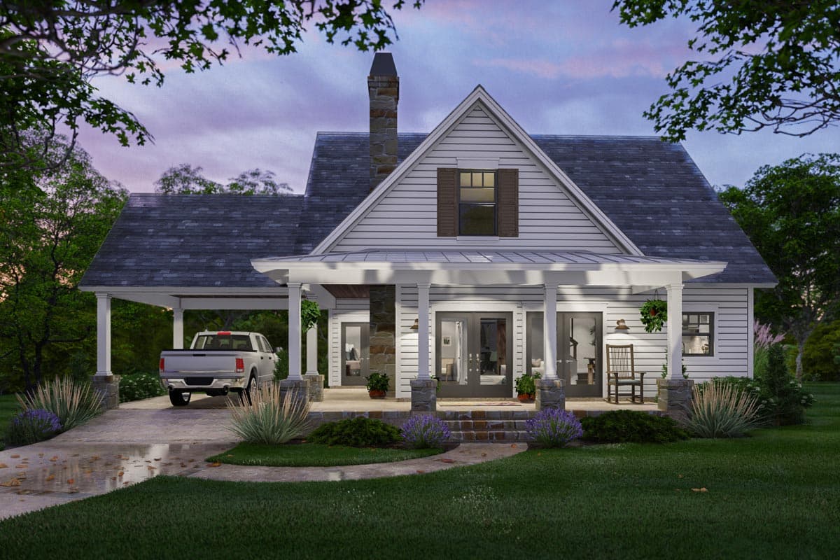 Plan 16920WG: 3-Bed New American Cottage House Plan with Carport and Bonus - 1302 Sq Ft - Image #14 - Cottage, Country, Farmhouse, Modern Farmhouse, New American