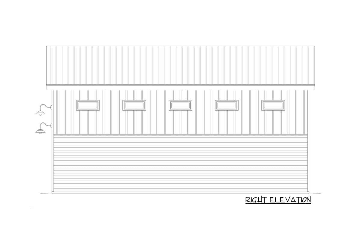 Plan 68675VR: RV Garage with Huge 14' by 14' Garage Door - Image #5 - Contemporary, Modern