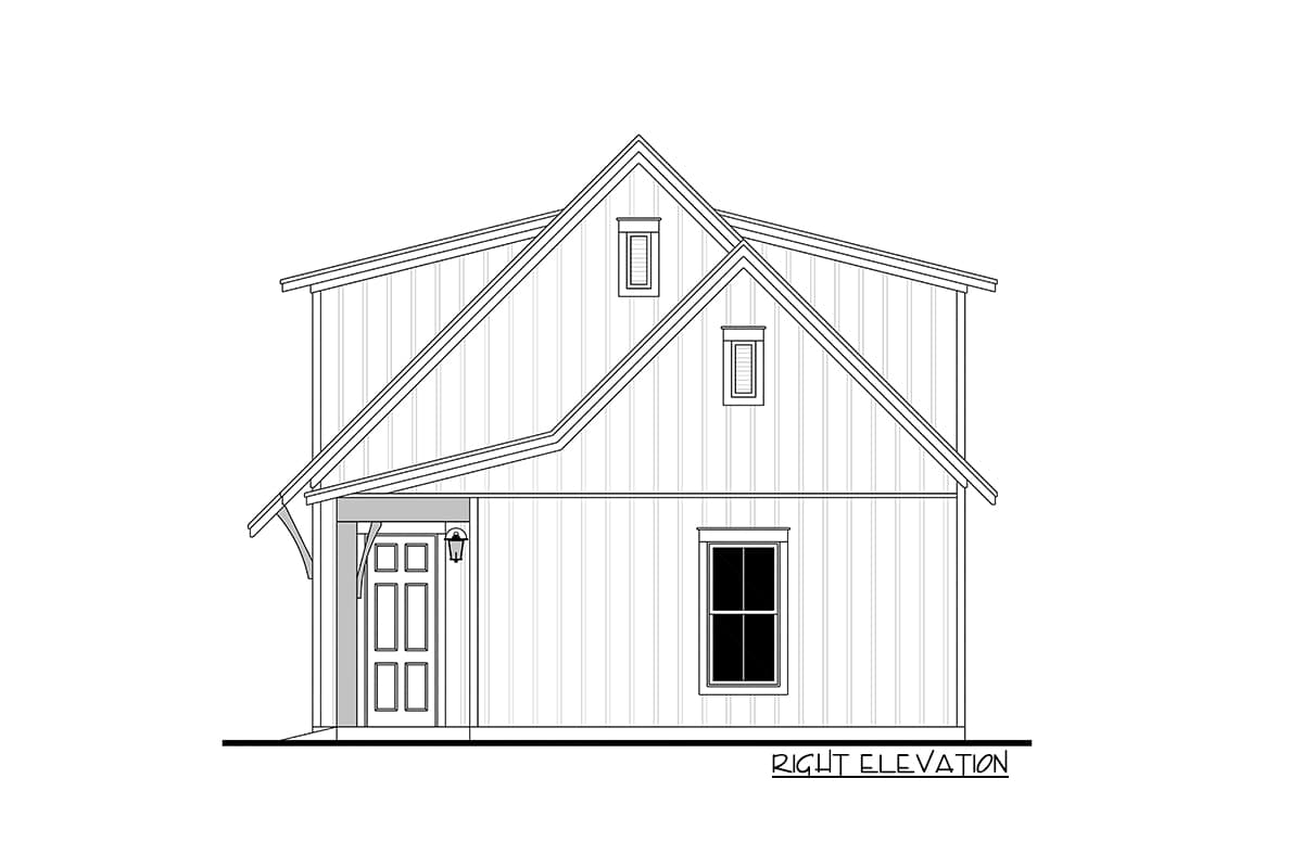 Plan 51845HZ: Detached 1046 Sq Ft Garage with Dedicated Ground-Level Storage Plus 512 Sq Ft Bonus Above - Image #5 - Carriage, Cottage, Country, Craftsman, New American
