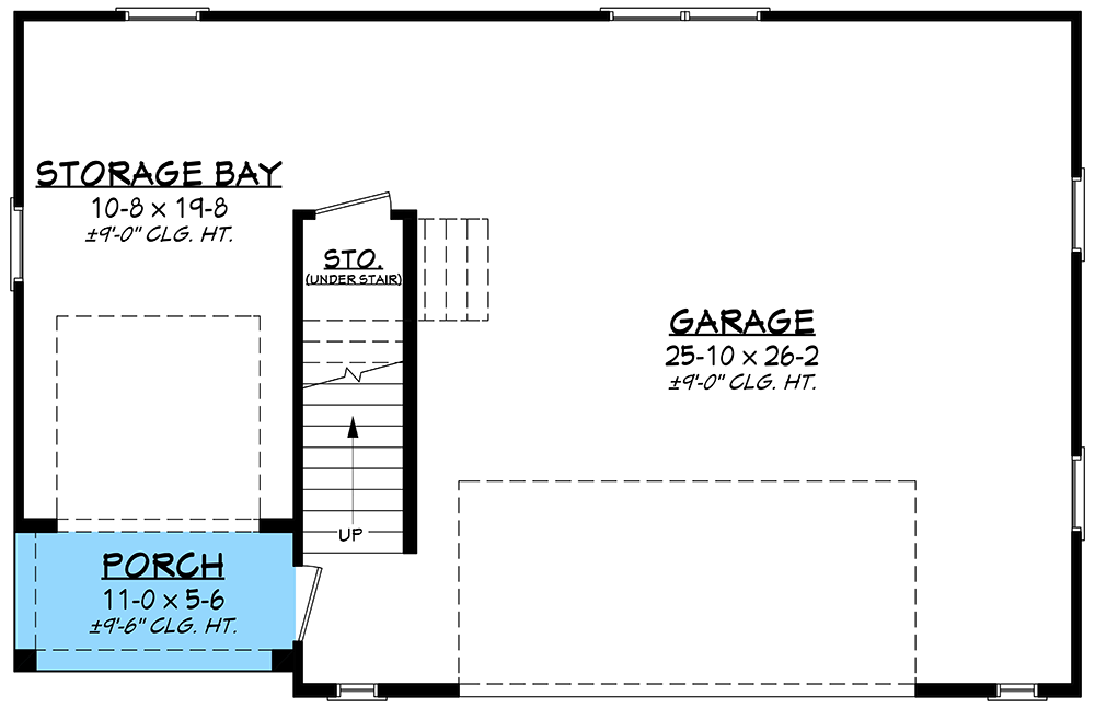 Plan 51846HZ: One Bedroom Guest House Plan with Dedicated Storage Bay - Floor Plan - Main Level - Carriage, Country, Craftsman, New American