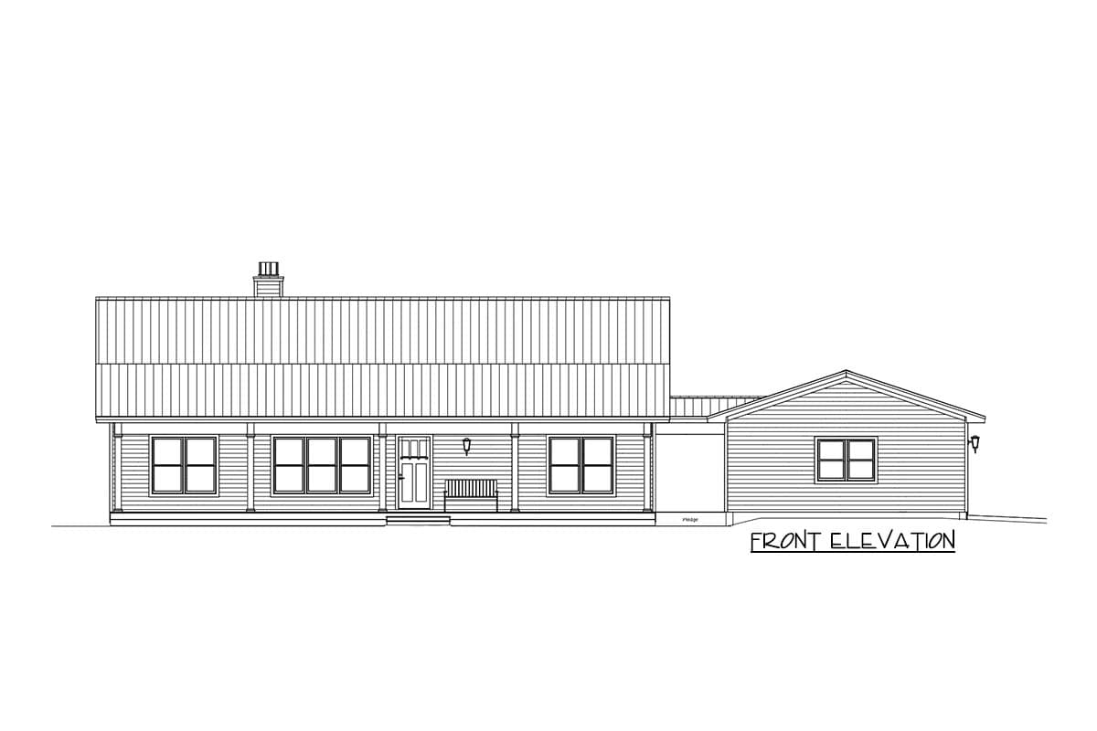 Plan 28940JJ: Simple One-Story 3-Bedroom House Plan with Attached 2-Car Garage - 1663 Sq Ft - Image #8 - Cabin, Country, Farmhouse, Ranch, Southern, Traditional