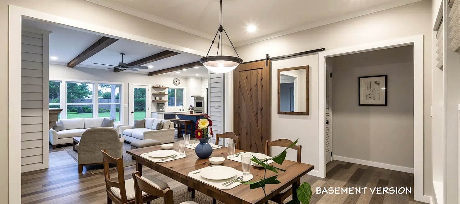 Plan 28940JJ: Simple One-Story 3-Bedroom House Plan with Attached 2-Car Garage - 1663 Sq Ft - Image #7 - Cabin, Country, Farmhouse, Ranch, Southern, Traditional