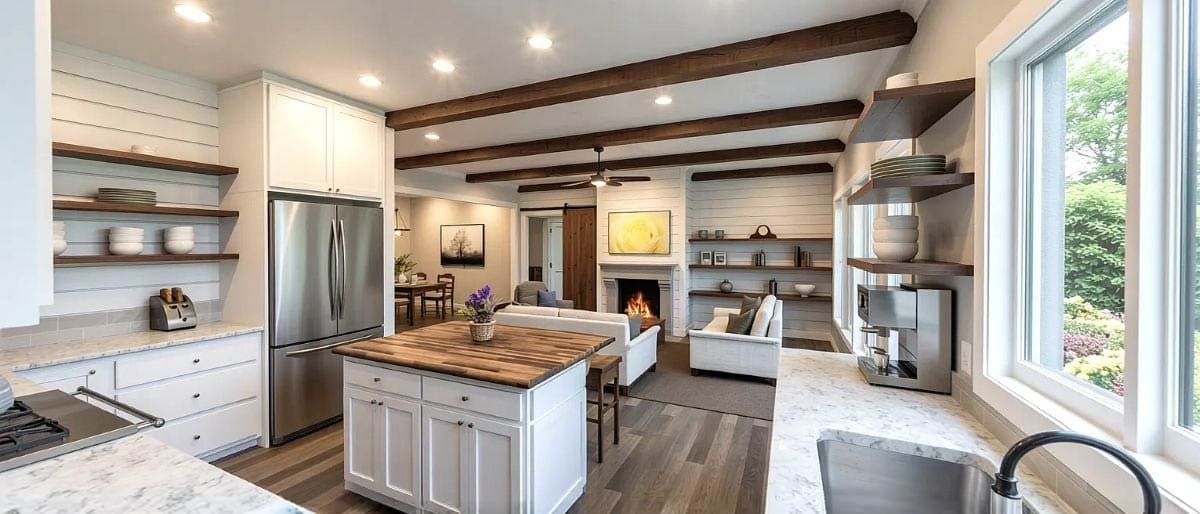 Plan 28940JJ: Simple One-Story 3-Bedroom House Plan with Attached 2-Car Garage - 1663 Sq Ft - Image #5 - Cabin, Country, Farmhouse, Ranch, Southern, Traditional